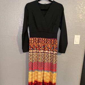 Vintage Sears 60s 70s Floral Maxi Dress Hippie Psychedelic Mod Retro Print